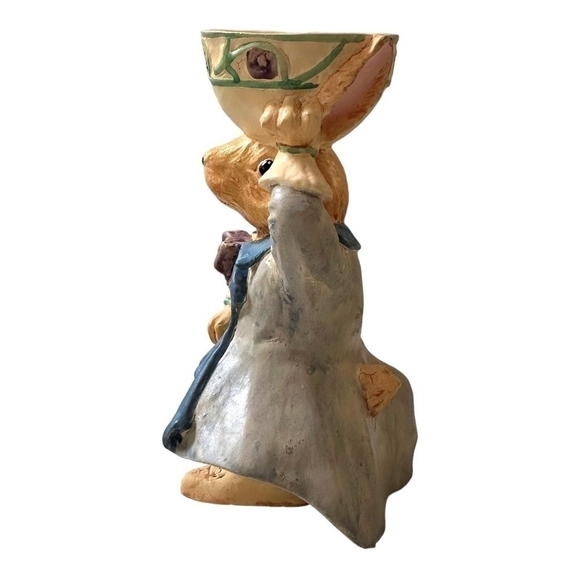 Rabbit Statue Bunny With Basket Figurine Resin Multicolored Rabbit Sculpture - Picture 3 of 6